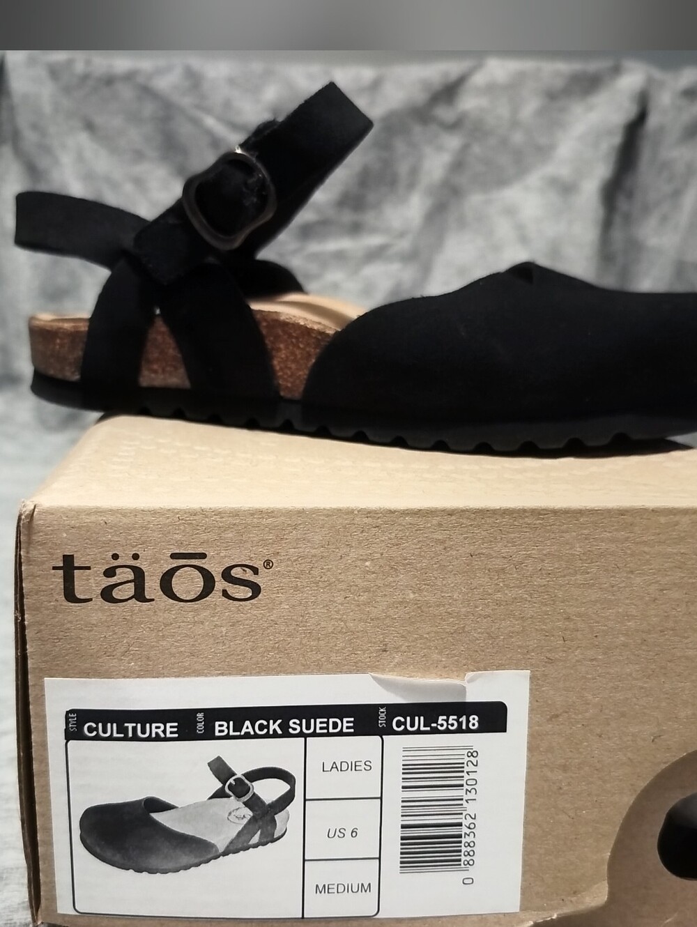 Taos Footwear Women’s Size 6 "Culture" Black Suede Slingback Clog